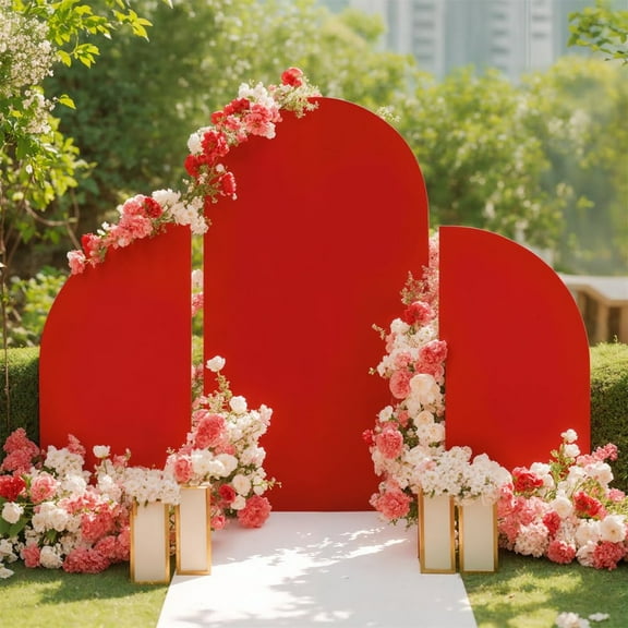 Set of 3 Spandex Wedding Arch Covers with Zipper, Double-Sided Portable & Wrinkle-Resistant, Wedding Backdrop Decorations for Parties – 5Ft, 7.2Ft, 5Ft Sizes