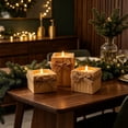 thumbnail image 1 of Set of 3 Square Natural Wooden Tea Light Candle Holders with Jute Bow, Rustic Votive Candle Stands, Farmhouse Table Decor for Wedding Party Dining Table Home Layout, 1 of 6