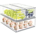 Set of 3 Stackable Refrigerator Organizer Bins PullOut Drawers for