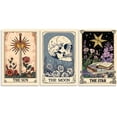 thumbnail image 1 of Set of 3 The Sun Moon Star Wall Art Mystical Tarot Card Print Earthy Boho Celestial Pictures Decor Astrology Posters Spiritual Witchy Room Aesthetic Painting for Bedroom Unframed, 1 of 6