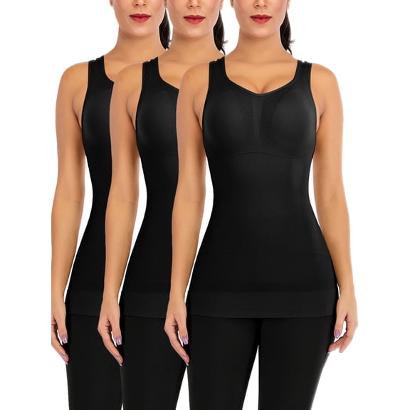 Set of 3 TaLELINTA Tops for Women Undershirts Camis Tops Body Shaper Lightweight Camisole Workout Yoga TaLELINTA Built in Removable Padded Camisoles Tops