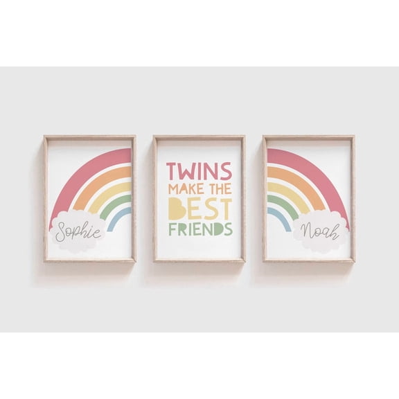 Set of 3, Twins Bedroom Prints, Brother Sister Prints, Nursery Wall Art, Sibling Prints, Rainbow Wall Art, Shared Bedroom, Playroom Wall Art, Poster Only
