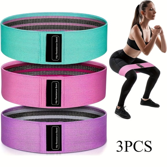 Set of 3 Upgraded Non-Slip Yoga Resistance Bands, Suitable for Stretching, Strength Training, Squats, Lunges, And Core Workouts - in Pink, Purple, And Green - Ideal for Home Gyms And Travel, Fitness