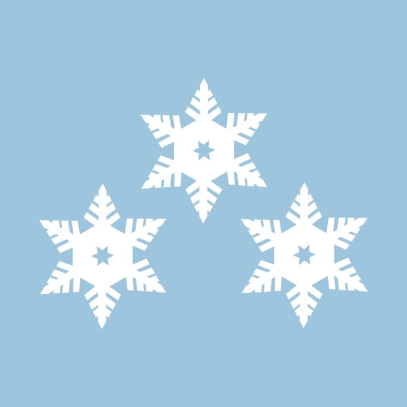 Set of 3 Vinyl Wall Art Decal - Snowflakes - 23" x 20" Each - Christmas Seasonal Decoration Sticker - Indoor Outdoor Home Office Wall Door Window Bedroom Luggage Decor Decals