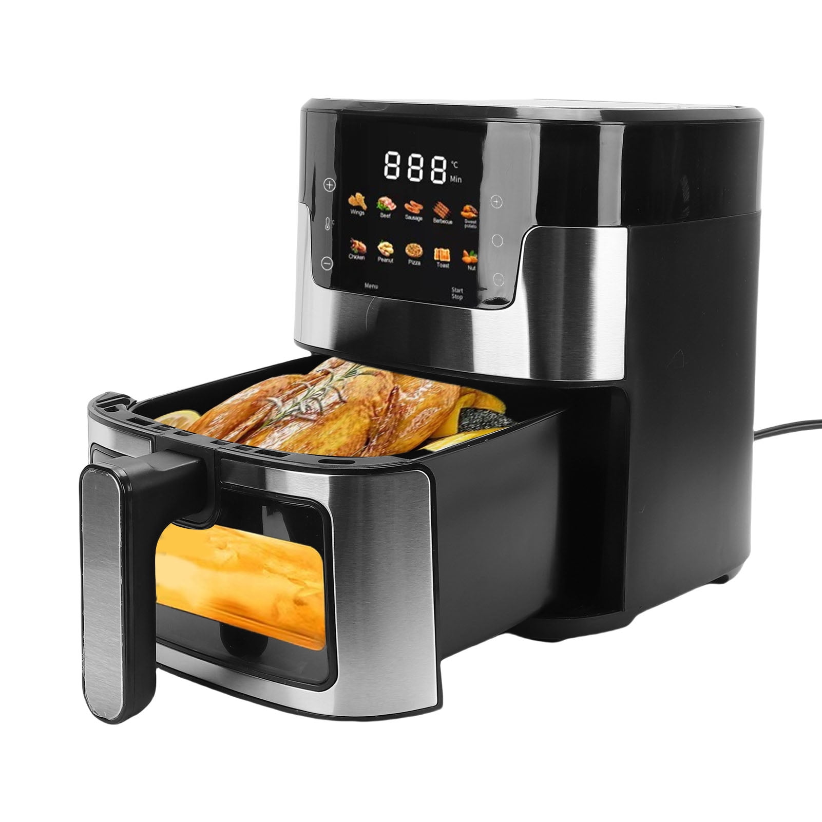 Oilless Fryer 10 in 1 Multifunctional 6L Large Capacity 1350W Oilless Cooker with Visual Window for Kitchen