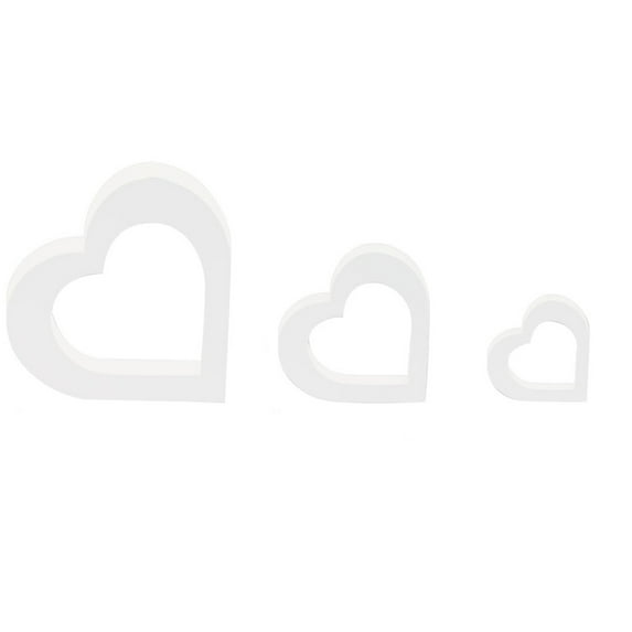 Set of 3 White Heart Decor, 6.9" Foam Love Sign, Lightweight Hollow Figurines for Wedding Bedroom Wall Shelf, Romantic Valentine's Day Gift for Wife Her