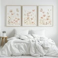 thumbnail image 1 of Set of 3 Wildflower Art Butterfly Pink Boho Wall arts, Pink Gold Beige Wildflower Floral Decor Botanical, Modern Minimalist Boho Flowers Posters, Spring Decoration, No Frame, 1 of 4