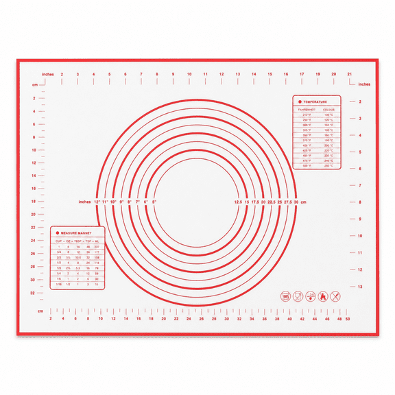 3 Pack Non-Stick Silicone Baking Mat with Measurements for Pastry Pizza Cake