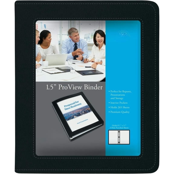 Set of 3 binders in various sizes and quantities, letter size, textured faux leather cover, built-in pocket, can hold 175 sheets, | textured faux leather back cover, built-in pocket