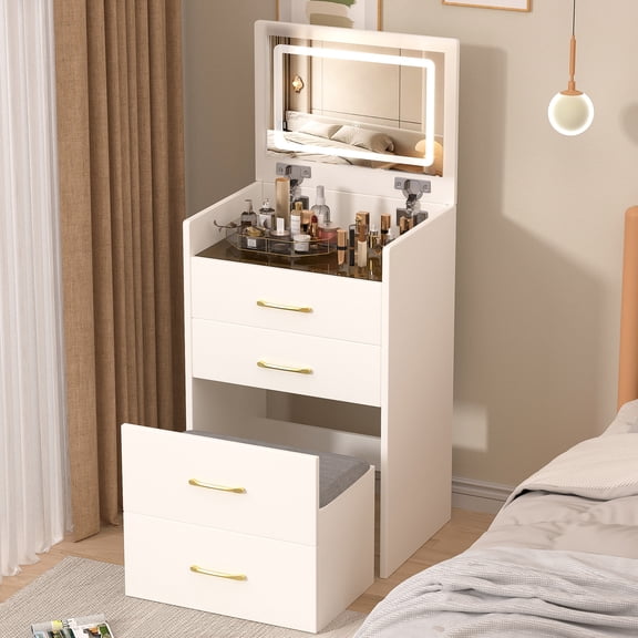 Set 3 in Coffee Glass Side Table for Bedroom, Drawers,Dressing
