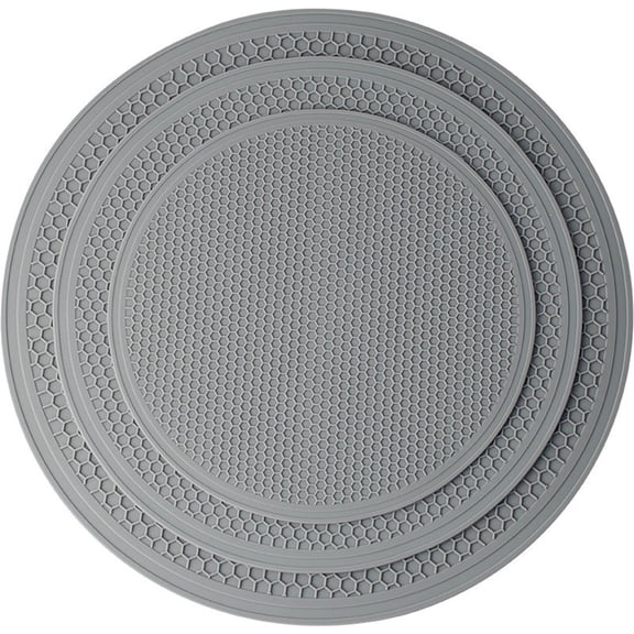 Set of 3 pcs, 12 10 8 Inch Multi-use Microwave Mat, Pot Holders, Drying, Baking, Place Mat, Utensils Rest, Silicone Cover Pad for Hot Pot Pans Bowls Plates Dishes Kitchen Counter,Heat Resistant,Gray