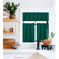 thumbnail image 1 of Set of 3 pieces Kitchen Curtain Blackout K4 Hunter color Rod Pocket Bathroom Short Window Include Two (2) Tier Panels Linen + One (1) Matching Valance, 1 of 5