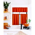 thumbnail image 1 of Set of 3 pieces Kitchen Curtain Blackout K4 Orange color Rod Pocket Bathroom Short Window Include Two (2) Tier Panels Linen + One (1) Matching Valance, 1 of 5