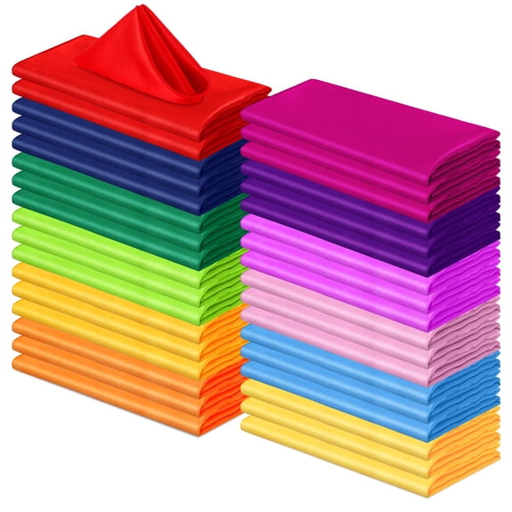 Set Of 36 Multicolor Cloth Napkpolyester Dinner Washable Bulk For Wedding Party Holiday Dessert Lunch Cocktail Birthday Banquet Supplies(20 X 20 Inch Multi Colors)