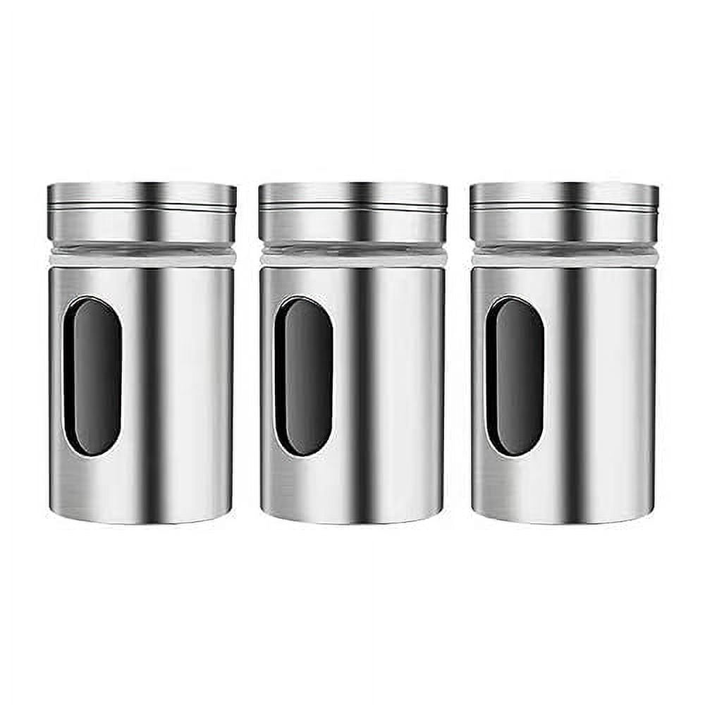 Set of 3Pcs Powder Sugar Shaker with Lid,Stainless steel transparent