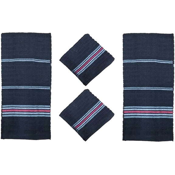 Set of 4, 100 Ring Spun Ribbed Terry Cotton 2 Kitchen Dish Towel Size: 16” x 27”, Wash Cloths Size: 13” x 13” Ultra Absorbent  Durable for Wiping Down Countertops, Dusting or Drying.