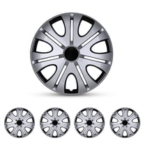 Universal Design Setting 4 Pack- Universal 14 inch Hubcaps Set of 4 Snap-On Silver Lacquer ...