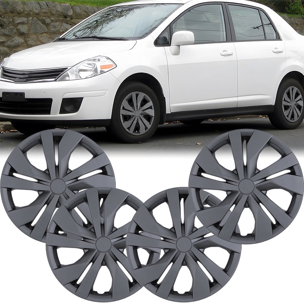 (Set of 4) 15 inch Steel Wheel Hubcaps for Nissan Versa 2007-2025,Versa Sedan 2007-2019,Versa Hatchback 2007-2012,Versa Note 2014-2019,Snap-on Installation,Black Matte