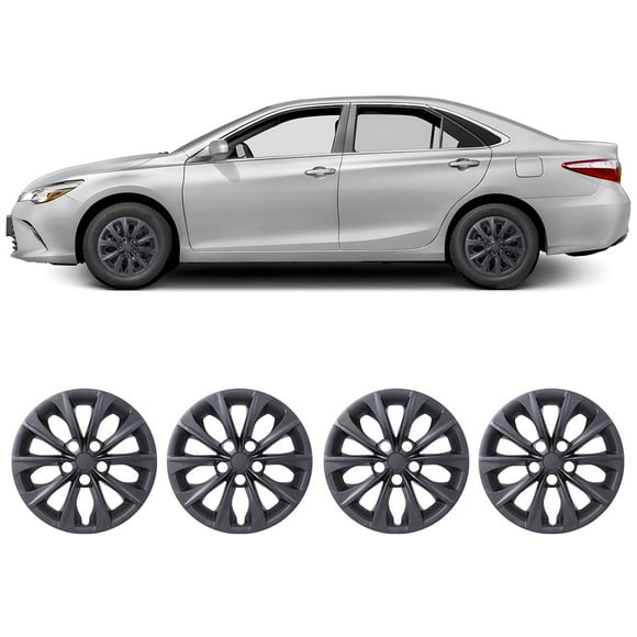 16" Set Of 4 Hubcaps Wheel Rims Cover Fit 2015-2017 TOYOTA CAMRY /2015-2017 TOYOTA CAMRY HYBRID Compatible With Steel Wheels Snap On Installation(16-Inch,BLACK MATTE)