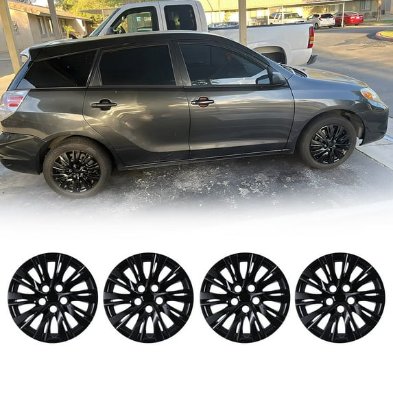 16" Hubcaps,Wheel Rim Cover for 2012-2014 Toyota Camry,2012-2014 Toyota Camry Hybrid,Snap on Hub Caps Replacement,PP Material,4 Pack,Black Lacquer