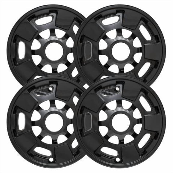 Set of 4 17" Gloss Black Wheel Skins Wheel Covers compatible with 11-19 Chevrolet Silverado 2500 HD LT 3500 HD LT GMC Sierra 2500 HD SLE 3500 HD SLE Impostors for 9597724 Wheel Series