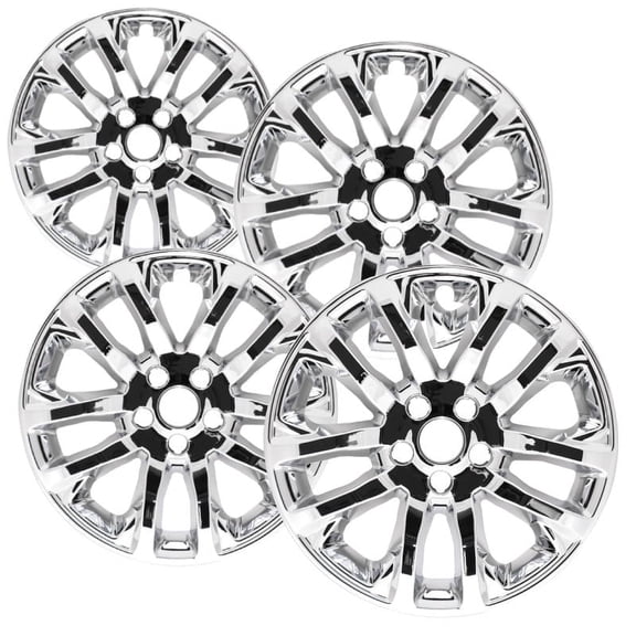 Set of 4 17 inch Chrome ABS Wheel Skins Compatible with 2019 - 2021 Jeep Cherokee Latitude; 2019 - 2021 Jeep Cherokee Latitude Plus Impostors for 6BG71GSAAB Wheel Series