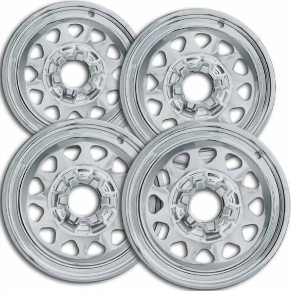 Set of 4 17 inch Chrome Wheel Skins Covers compatible with 19-25 Chevrolet Silverado 1500 WT LT RST ZR2 Trail Boss High Country Custom LTZ PPV LTD Impostors for 8130 Wheel Series