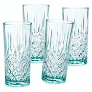Set of 4 18 oz Tritan Plastic Tumblers, Tall Drinking Glasses, BPA-Free Reusable Cups with Crystal-Clear Design for Water, Juice, Cocktails and Parties Teal
