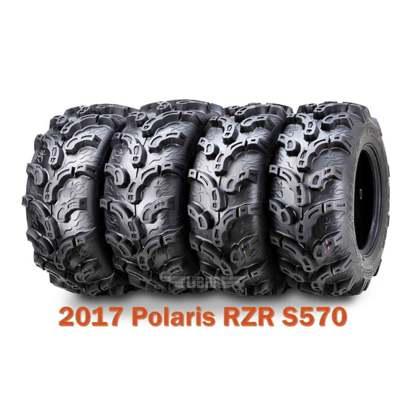 Set 4 27x9-12 & 27x12-12 Super Lug Mud Tires for 2017 Polaris RZR S570
