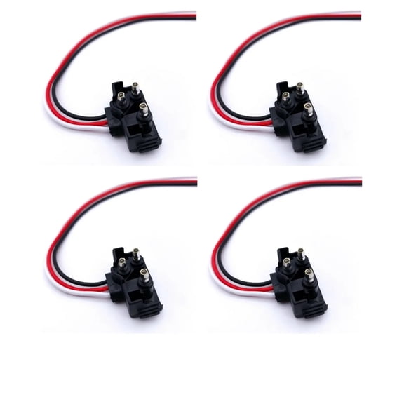 (Set/4) 3 Prong Pigtail Wire Right Angle Plug Truck Trailer Stop Turn Tail Light