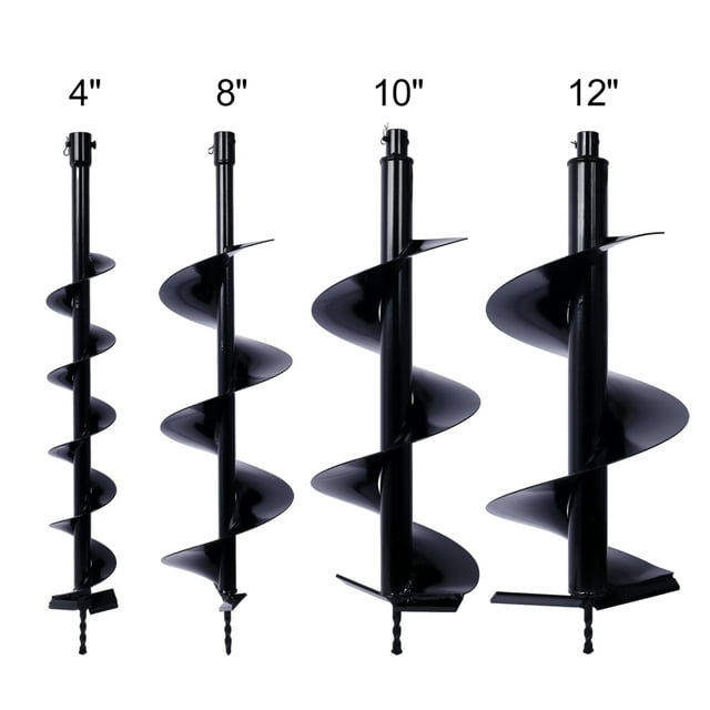 Set of 4 (4''+8''+10''+12'') Auger Drill Bit for Planting, Easy Planter Garden Auger, Bulb & Bedding Digging Post Hole Planting Tool for 3/4" Shaft Auger