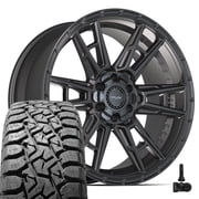 Set4 4PLAY 4PS20 22x10 Satin Black Rims, 33x12.50r22 R/T Tires & TPMS 6 Lug