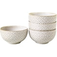 thumbnail image 1 of Set of 4 6 Inch 26oz Embossed Ceramic Soup Cereal Bowls, Microwave Dishwasher Safe Kitchen Serving Dishes for Salad Pho Breakfast Ramen Rice, Decorative Housewarming Gift, 1 of 10