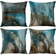 thumbnail image 1 of Set of 4 Abstract Throw Pillow Covers 18x18 Inch Modern Messy Teal Turquoise Black and Brown Retro Painting Decorative Pillow Cases for Home Decor Perfect for Bold and Artistic Spaces, 1 of 6