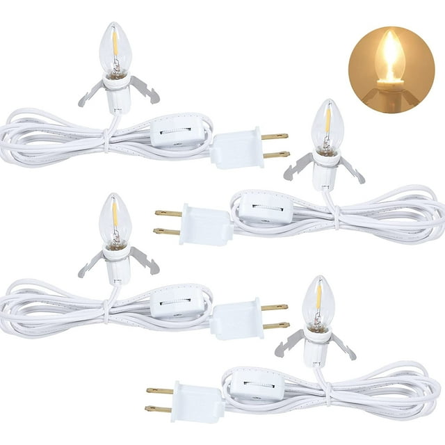 Set of 4 Accessory Light Cords with Single LED Bulb 6FT Blow Mold