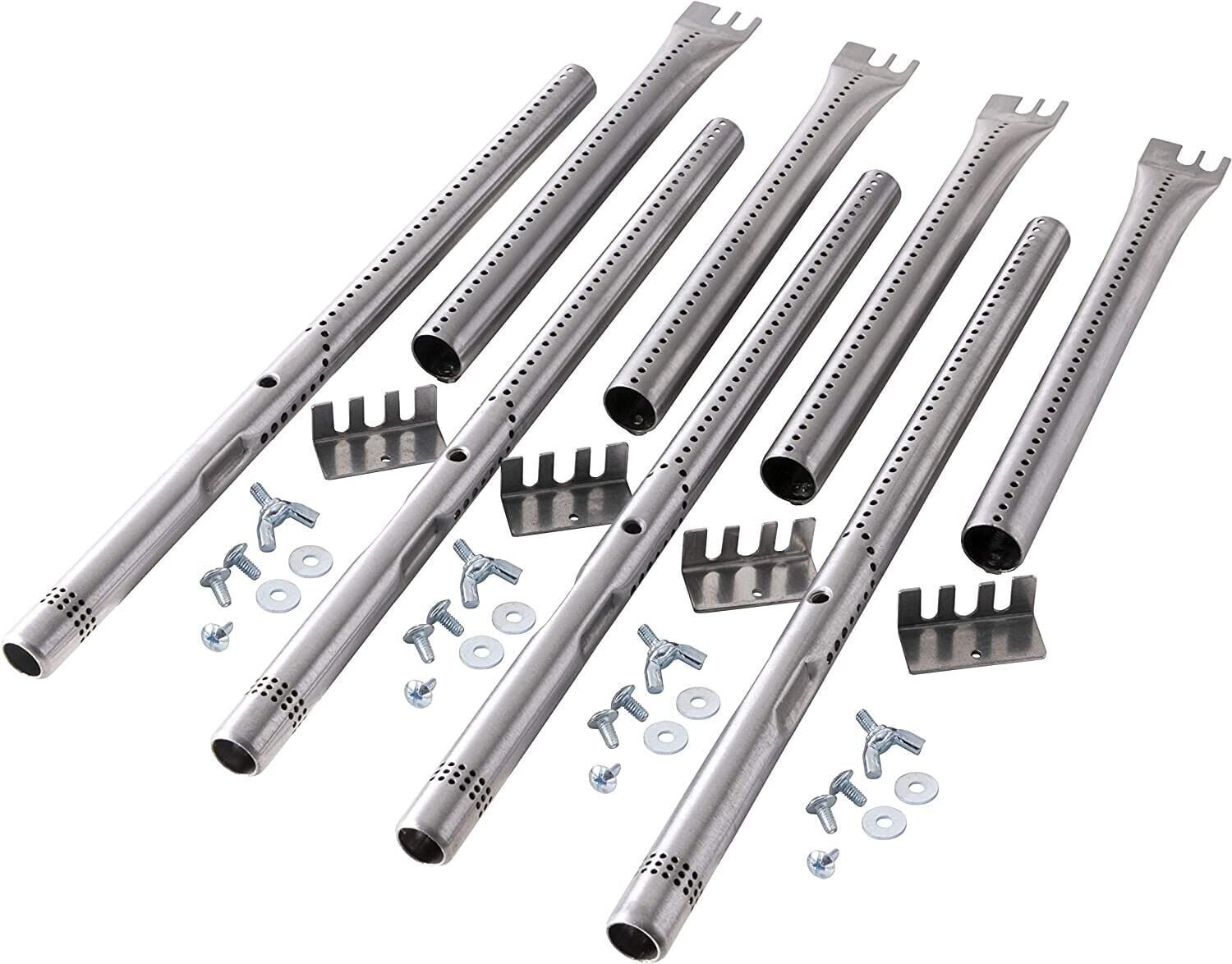 Set of 4 Adjustable Length BBQ Gas Grill Parts Replacement Stainless Steel Tube Burners (1/2 inch diameter) for Gas Grill Models from Charbroil, Kenmore, Nexgrill, Master Forge and Others
