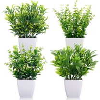 Set of 4 Artificial Plants Fake Mini Potted Plant Small Greenery Decor for Indoor Home Farmhouse Aesthetic Bedroom Shelf Office Desk Bathroom Decoration A