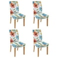 thumbnail image 1 of Set of 4 Artistic Floral Dining Chair Covers Bright Tropical Flower and Leaves Print Washable Polyester Stretch Slipcovers Removable Protector for Modern Home, 1 of 7