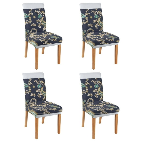 Set of 4 Artistic Paisley and Ethnic Bohemian Dining Chair Covers Vintage Floral Retro Colorful Pattern Washable Polyester Stretch Slipcovers Removable Protector for Classic Decor