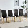 thumbnail image 1 of Set of 4 Black Pu Leather Backrest Chairs with Gold Metal Legs -A Perfect Pairing, Ideal for Minimalist and Modern Home Decor Styles, with Product Dimensions of 16.2*18.5*34.6 Inches, 1 of 9