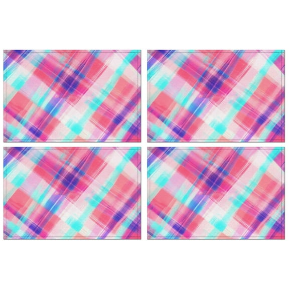 Set of 4 Blue and White Checkered Placemats Machine Washable Durable Linen Table Mats Heat Resistant Wrinkle Free Nautical Plaid Place Mats for Dining Table