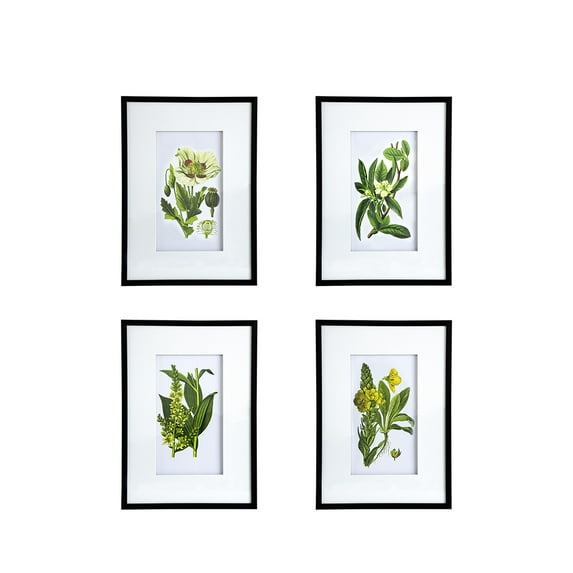 Set Of 4 Botanical Flower Wall Art,Home Decor for Living Room,Dining Room,Bedroom,Hallway,20" X 28",White+Blue Plastic Household Supplies Décor Wall Décor