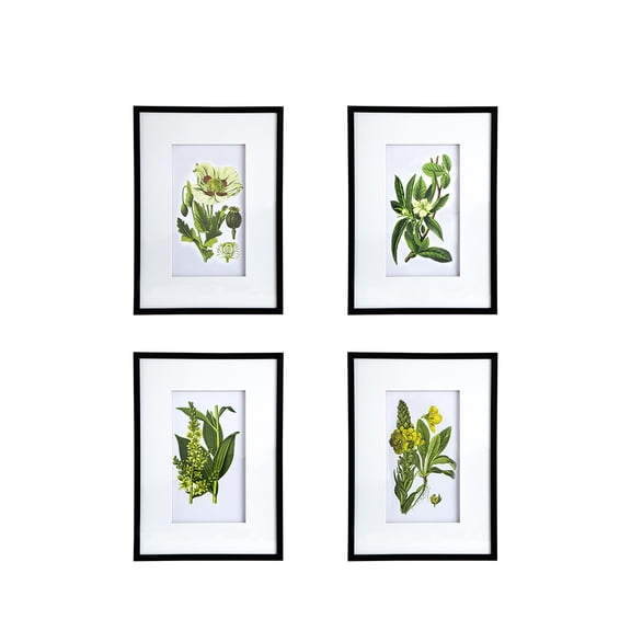 Set Of 4 Botanical Flower Wall Art,Home Decor for Living Room,Dining Room,Bedroom,Hallway,20" X 28",White+Blue Plastic Household Supplies Décor Wall Décor