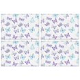thumbnail image 1 of Set of 4 Butterfly Pattern Heat Resistant Flax Table Mats, Wrinkle Free Machine Washable Place Mats with Colorful Tropical Floral Artistic Design, Cute Aesthetic Style for Dining Table, 1 of 6
