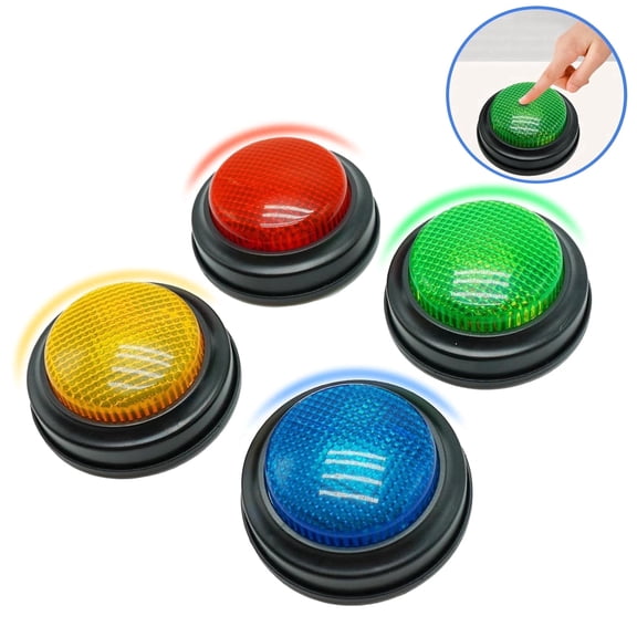 4-Pack Buzzers for 3+ Year Old Kids Fun Toys Show Buzzers Buttons for Toddle Age 3+, Answer Buzzers for Classroom, Game Buzzers with Lights and Sound Great for Trivia Games and Family Game