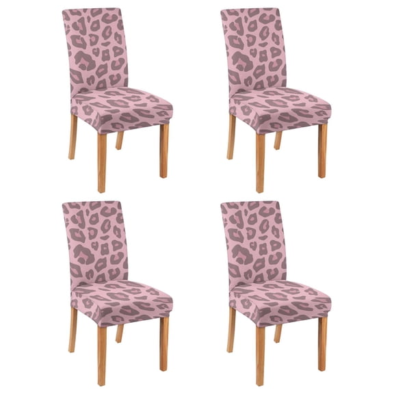 Set of 4 Cheetah Dining Chair Covers Fashion Animal Spots Design Washable Polyester Stretch Slipcovers Removable Seat Protector for Tropical Kitchen Style