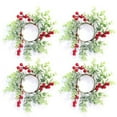 Set of 4 Christmas Candle Ring for Pillars Rustic Candle Holders, Small
