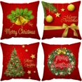 thumbnail image 1 of Set of 4 Christmas Pillow Covers 18x18 Inch Merry Christmas Pillow Cases Christmas Velvet Throw Pillow Covers Gold Red Xmas Holiday Pillow Covers Outdoor Couch Sofa Cushion Covers for New Year(18), 1 of 6