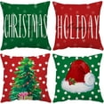 thumbnail image 1 of Set of 4 Christmas Pillow Covers 18x18 Inch Merry Christmas Pillow Cases Velvet Christmas Throw Pillow Covers Red Green Xmas Holiday Outdoor Couch Sofa Cushion Covers for Christmas Decorations(18), 1 of 6