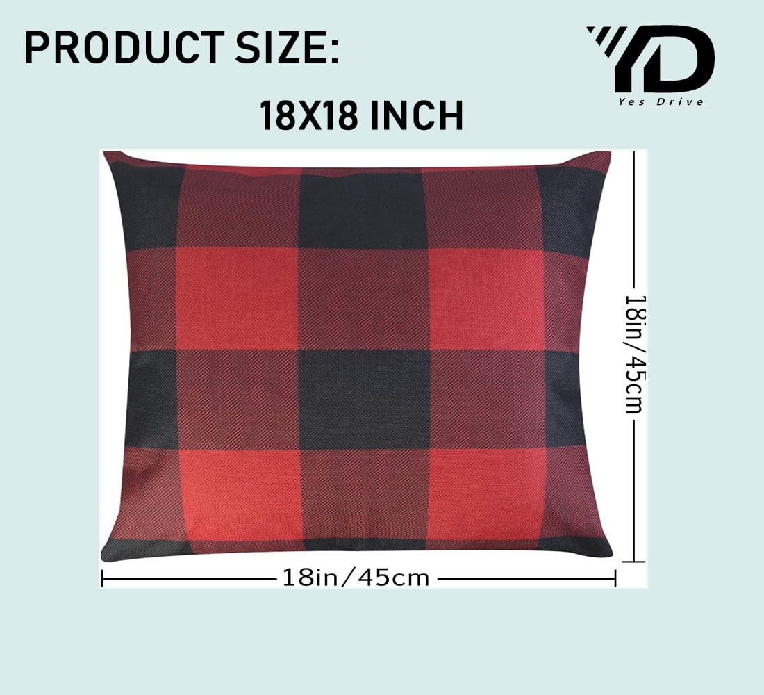 Set of 4 Christmas Pillow Covers Farmhouse Buffalo Checked Plaid Pillow Covers Outdoor Christmas Throw Pillows Cases Couch for Holiday Winter Home